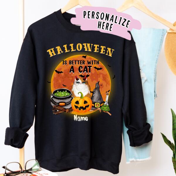 Personalized Halloween Is Better With A Cat Sweatshirt