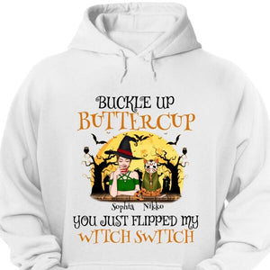 Personalized Halloween Buckle Up Witch and Cat Hoodie