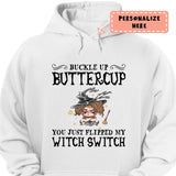 Personalized Halloween Baby Witch Buckle Up Butter Cup Hoodie