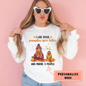 Personalized Fall I Like Dogs, Pumpkin spice lattes Sweatshirt