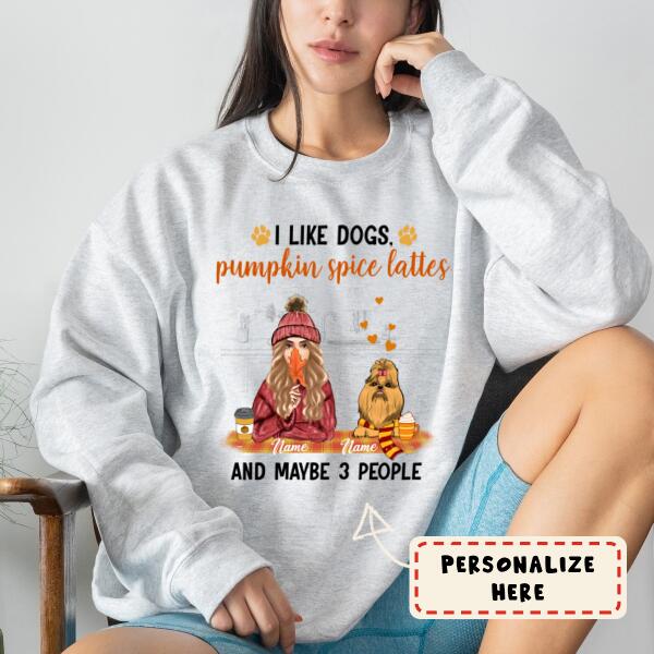 Personalized Fall I Like Dogs, Pumpkin spice lattes Sweatshirt