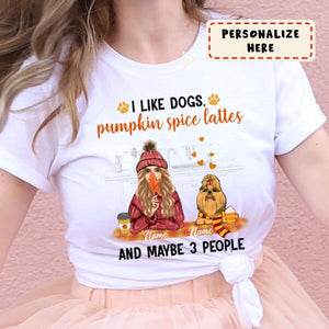 Personalized Fall I Like Dogs, Pumpkin spice lattes Premium Shirt