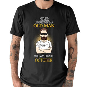 Personalized October Birthday Gift For Dad T-Shirt