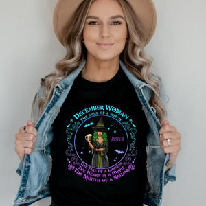 Personalized Witchy Birthday Gift For Woman T-Shirt, December Birthday Gift, December Birthday Shirt