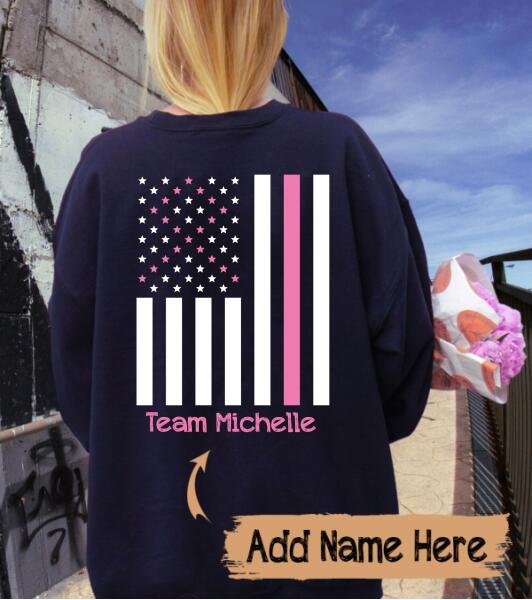 Team Name USA Flag Breast Cancer Awareness Month Sweatshirt