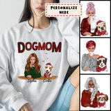 Personalized Dog Mom Christmas Sweatshirt, Gift For Dog Lovers