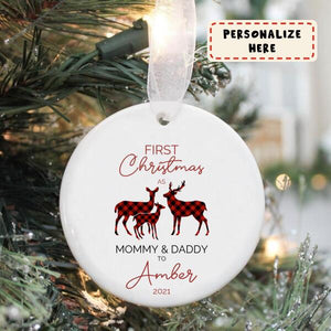 First Christmas As Mom&Dad Ornament, Personalized Ornament for Mom&Dad, New Baby Parent Gift Ornament