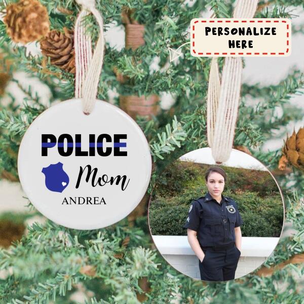Personalized Police Name Ornament, Custom Thin Blue Line Christmas Gift for Police Officers
