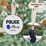 Personalized Police Name Ornament, Custom Thin Blue Line Christmas Gift for Police Officers