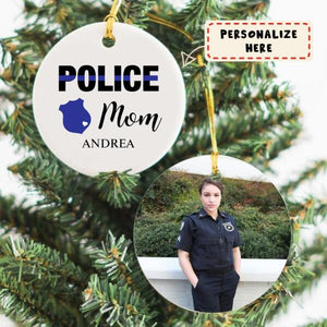 Personalized Police Name Ornament, Custom Thin Blue Line Christmas Gift for Police Officers