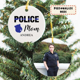 Personalized Police Name Ornament, Custom Thin Blue Line Christmas Gift for Police Officers