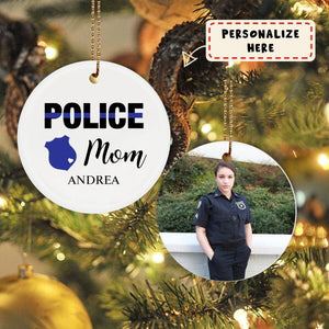Personalized Police Name Ornament, Custom Thin Blue Line Christmas Gift for Police Officers