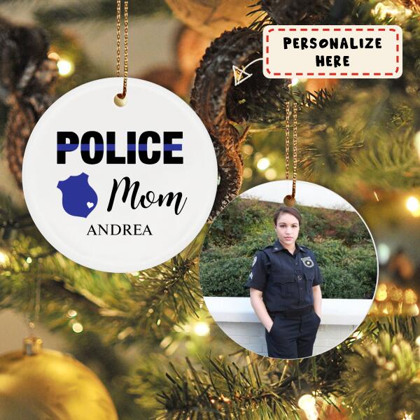 Personalized Police Name Ornament, Custom Thin Blue Line Christmas Gift for Police Officers