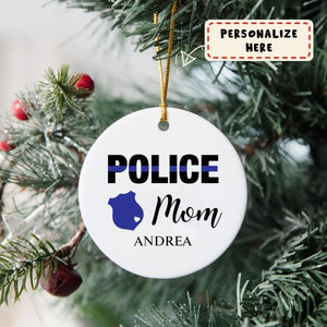 Personalized Police Name Ornament, Custom Thin Blue Line Christmas Gift for Police Officers