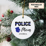 Personalized Police Name Ornament, Custom Thin Blue Line Christmas Gift for Police Officers