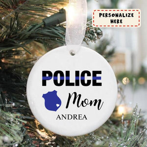 Personalized Police Name Ornament, Custom Thin Blue Line Christmas Gift for Police Officers