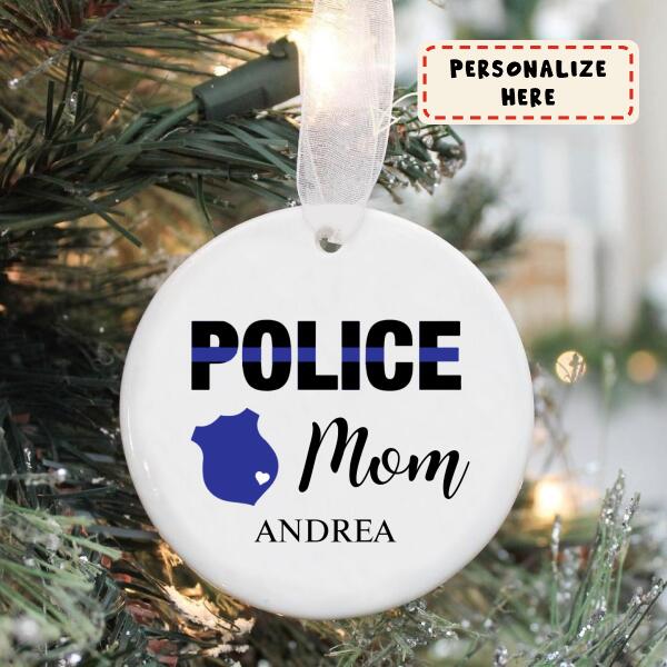 Personalized Police Name Ornament, Custom Thin Blue Line Christmas Gift for Police Officers
