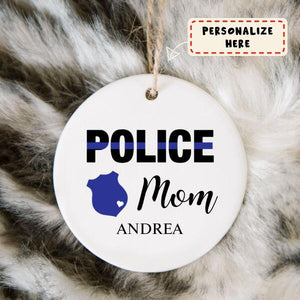 Personalized Police Name Ornament, Custom Thin Blue Line Christmas Gift for Police Officers