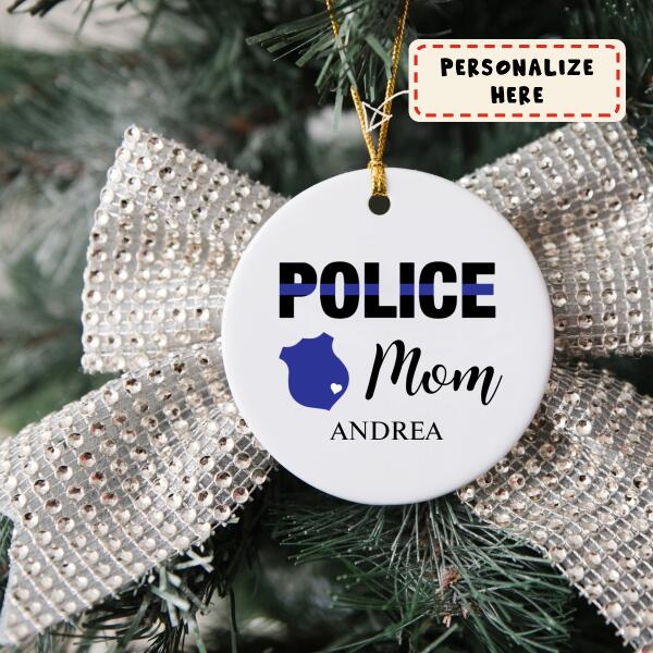 Personalized Police Name Ornament, Custom Thin Blue Line Christmas Gift for Police Officers