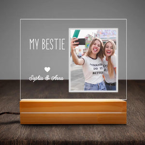 Custom Best Friend Photo Gift, Gift For Best Friend Female Long Distance Friendship Personalized Acrylic Plaque LED Lamp Night Light