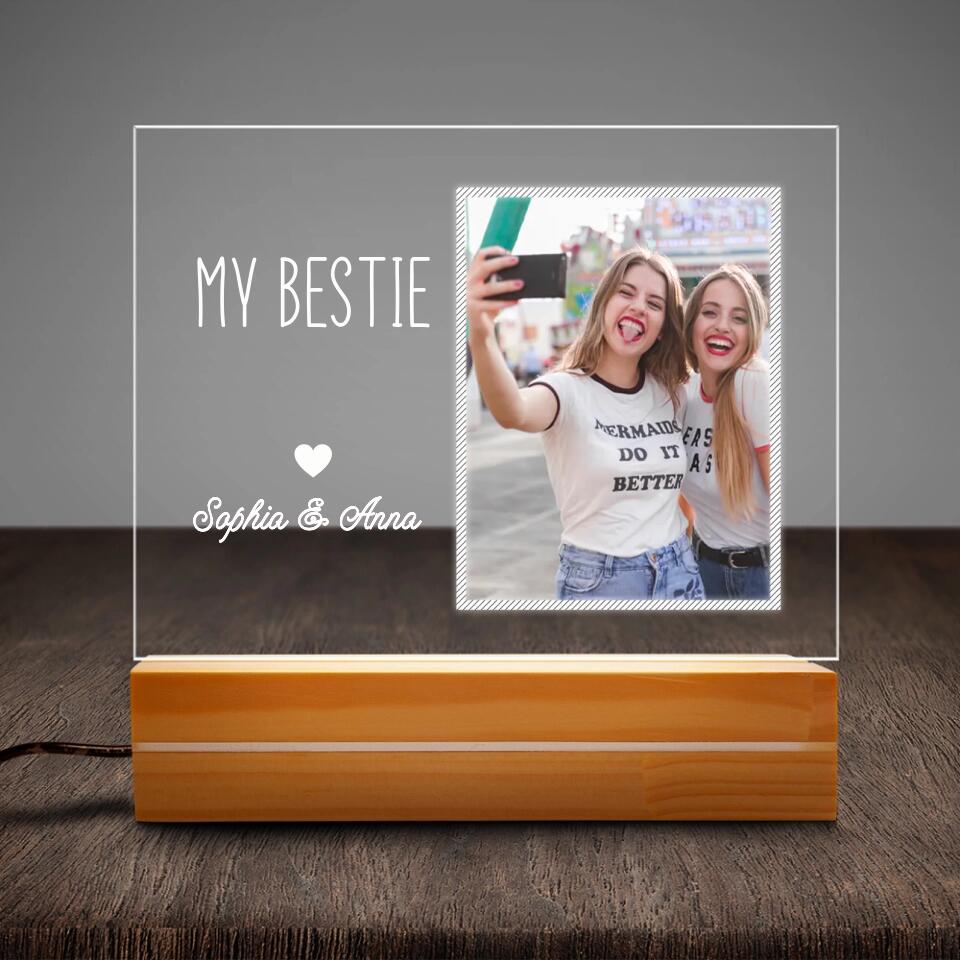 Custom Best Friend Photo Gift, Gift For Best Friend Female Long Distance Friendship Personalized Acrylic Plaque LED Lamp Night Light