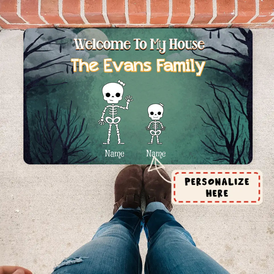 Personalized Kids Welcome to My House Halloween Doormat, Custom Up to 5 Kids