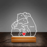 Gift for Family Bear Family with Names on Led Lamp Night Light