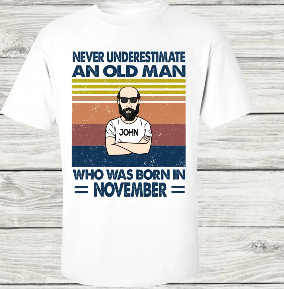 Personalized November Birthday Gift T-Shirt for Dad, Grandpa