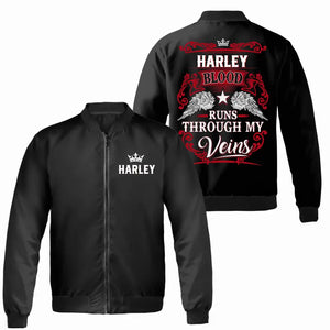 Custom Personalized Your Name Bomber Jacket, Blood Runs Through My Veins Polo Shirt, Put Your Name on Bomber Jacket