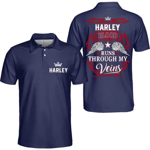 Custom Personalized Your Name Polo Shirt, Blood Runs Through My Veins Polo Shirt, Put Your Name on Polo Shirt