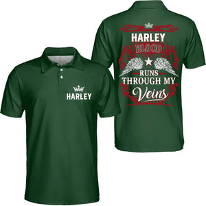 Custom Personalized Your Name Polo Shirt, Blood Runs Through My Veins Polo Shirt, Put Your Name on Polo Shirt