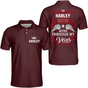 Custom Personalized Your Name Polo Shirt, Blood Runs Through My Veins Polo Shirt, Put Your Name on Polo Shirt