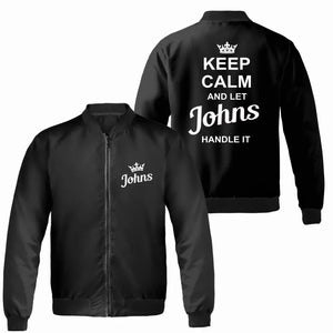 Personalized Put Any Name on Unisex Bomber Jacket, Keep Calm and Let Your Name Handle It Bomber Jacket