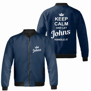 Personalized Put Any Name on Unisex Bomber Jacket, Keep Calm and Let Your Name Handle It Bomber Jacket