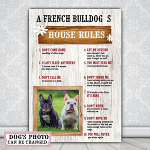 A French Bulldog’s House Rules Canvas with Your Dog Photo, Dog Mom Gift, Dog Lovers Gift
