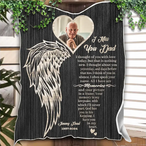 Remembrance Gift For Loss Of Dad Wings Memorial I Miss You Dad Premium Blanket