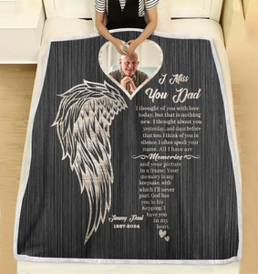 Remembrance Gift For Loss Of Dad Wings Memorial I Miss You Dad Premium Blanket