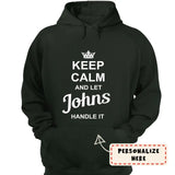 Personalized Put Any Name on Unisex Pullover Hoodie, Keep Calm and Let Your Name Handle It, Gift For Men/Women