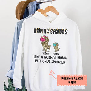 Personalized Halloween Dinosaur Mummy Saurus Hoodie, Custom Up To 3 Kids