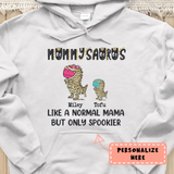 Personalized Halloween Dinosaur Mummy Saurus Hoodie, Custom Up To 3 Kids