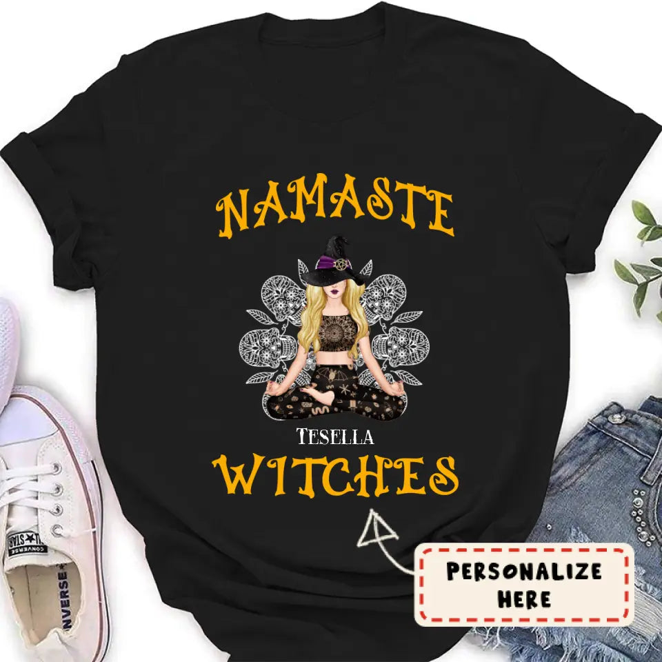 Personalized Halloween Yoga Witches Premium Shirt