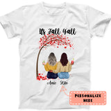 Personalized Fall Season Sister Girls Under Tree Premium Shirt