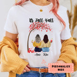 Personalized Fall Season Sister Girls Under Tree Premium Shirt