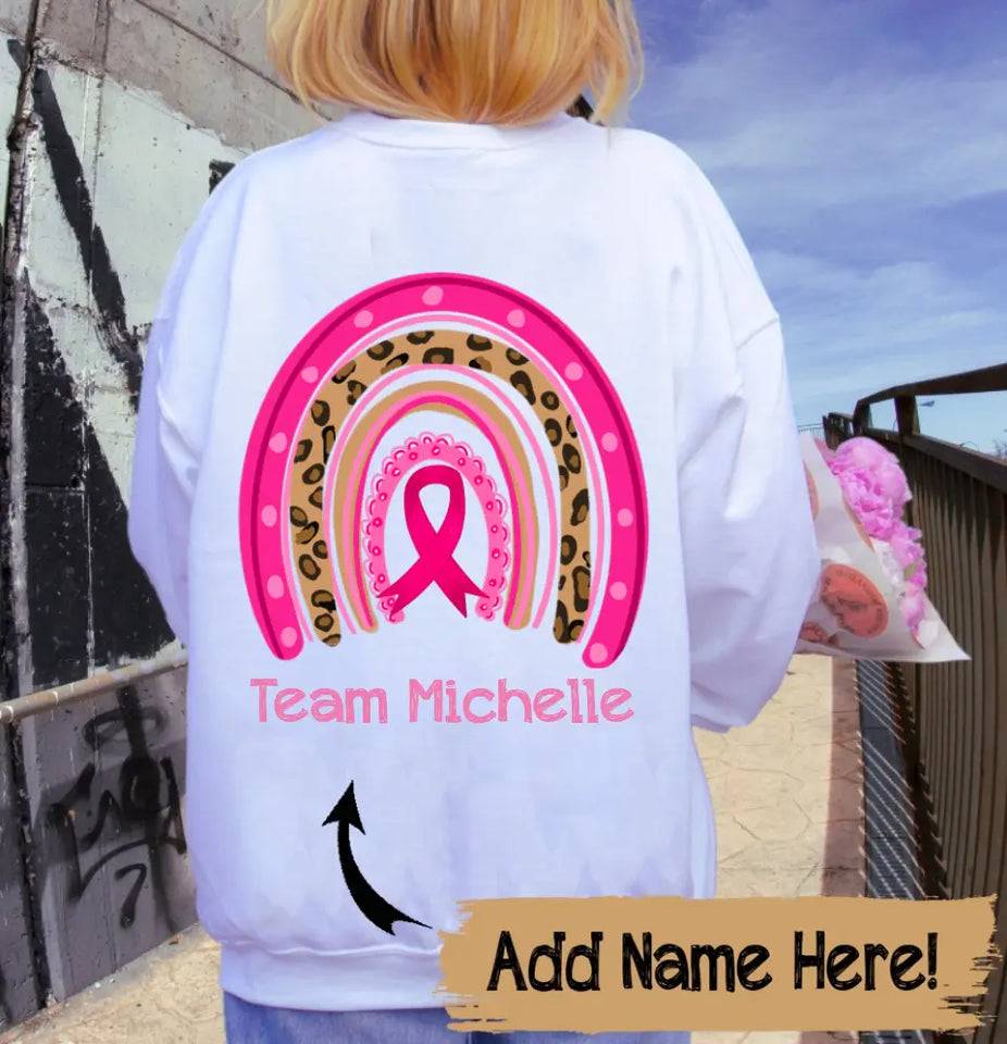 Team Name Ribbon Breast Cancer Awareness Month Sweatshirt