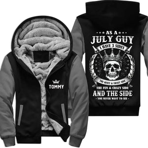 Personalized July Birthday Fleece Zip Hoodie for Men