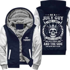 Personalized July Birthday Fleece Zip Hoodie for Men