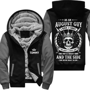 Personalized August Birthday Fleece Zip Hoodie for Men