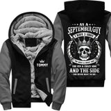 Personalized September Birthday Fleece Zip Hoodie for Men