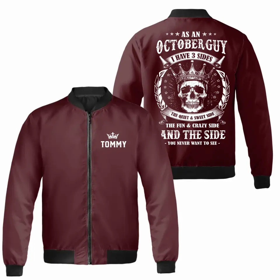 Personalized October Birthday Bomber Jacket for Men