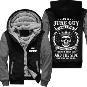 Personalized June Birthday Fleece Zip Hoodie for Men